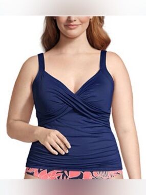 Lands' End Tummy Control Sweetheart Wrap Underwire Tankini Top